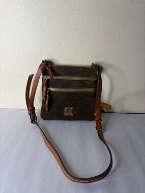 Dooney & Bourke Suede Leather Triple Zip Crossbody Bag - Brown T'Moro